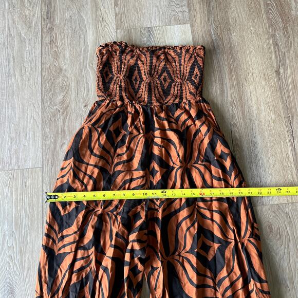 ANTHROPOLOGIE Women's Printed Balloon-Leg Jumpsuit Size SP In Dark Orange - Picture 9 of 13